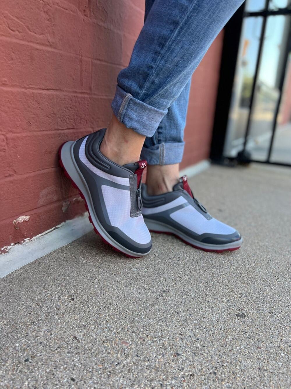 Cougar Razzle Nylon Waterproof Sneaker Shoes Front Zip Zinc Leather Going Out 9